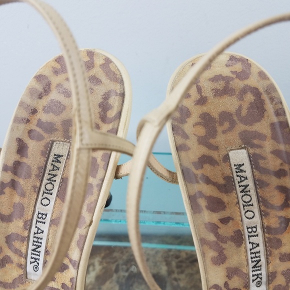 Manolo Blahnik Brown Cheetah T Strap High Heel 9.5 - Picture 5 of 8